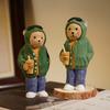 Tea Little Boy Bear Handmade Wood Carving Ornament Cartoon Doll Cute Decompression Desk Accessories Table Decorations Home Decor