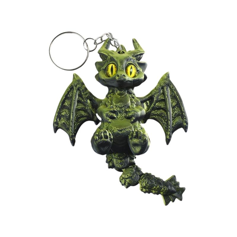 Unique 3D Printed Western Dragon Toy Keychain With Movable Joints For Play And Display Keyring Accessories