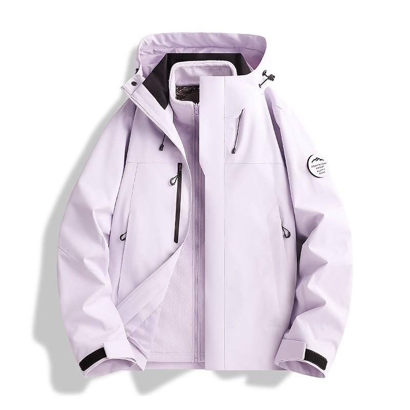 Men Women 3-in-1 Waterproof Windproof Hiking Jacket Outdoor Camping Mountaineering Coat