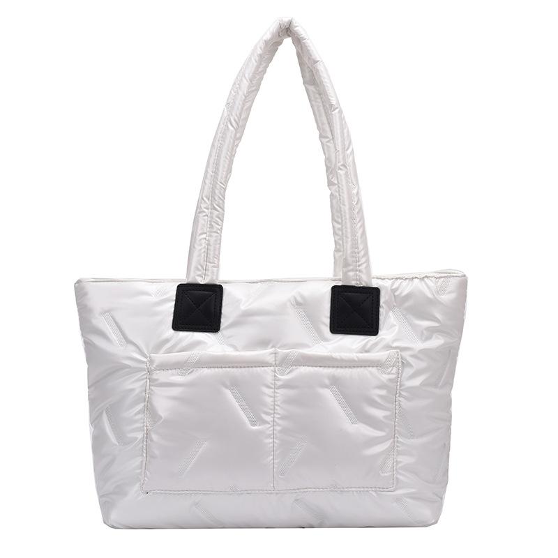 Large-capacity cotton clothing bag women's 2025 new Korean version solid color simple women's shoulder messenger bag commuter tote bag