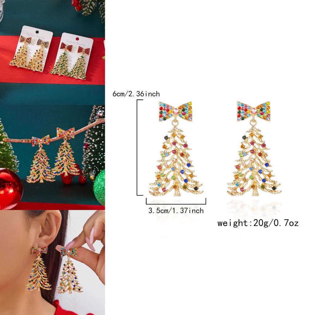 Christmas Tree Earrings For Women With Alloy Material Festive Design Perfect For Holiday Parties