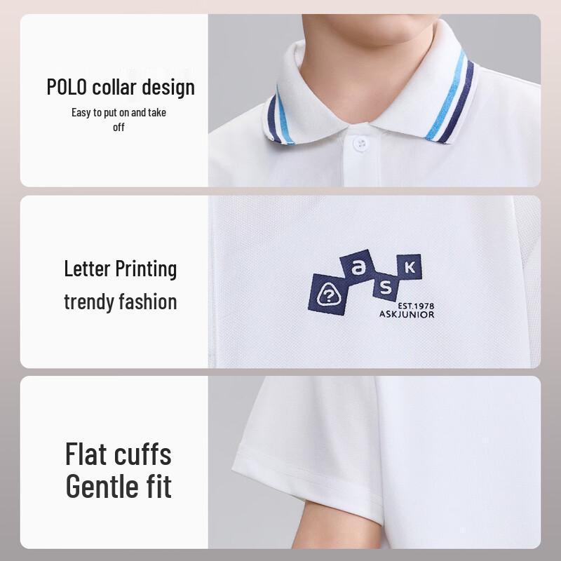 ASK JUNIOR Boys' Summer Short Sleeve Polo Shirt