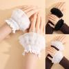 Ruffle Trim Lace Collar White Black Wrist Cuffs Clothing Accessory Fake Cuffs  Daily Outfit
