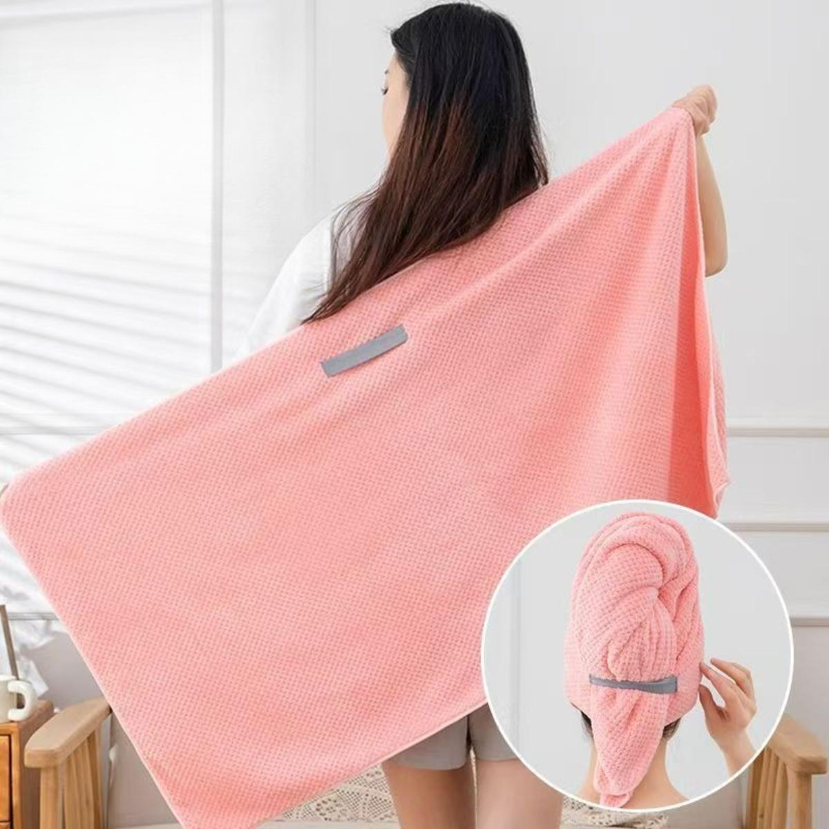 2/1 PCS Ultra Fine Fiber Hair Towel, Soft Hair Drying Cap, Simple Solid Color Hair Towel for Bathroom, Super Absorbent Hair Wrap Towel for Curly Hair hair towel розовый
