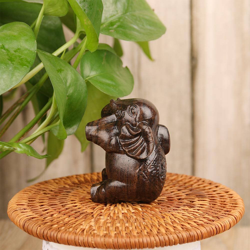PCS Carved Micro Landscape Home Decor Natural Wood Miniature Craft Animal Figurines Elephant Statue
