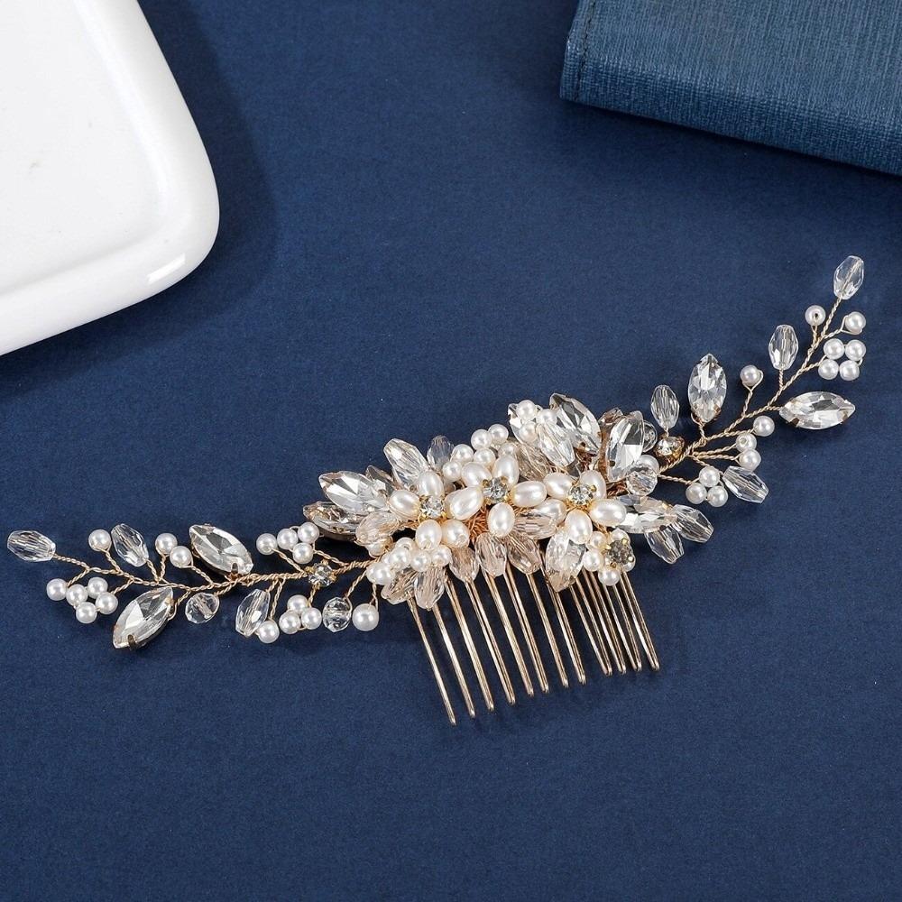 Flower Bridal Headpiece Jewelry Rhinestone Hairpin Gift Pearl Hair Combs  Wedding Ceremony