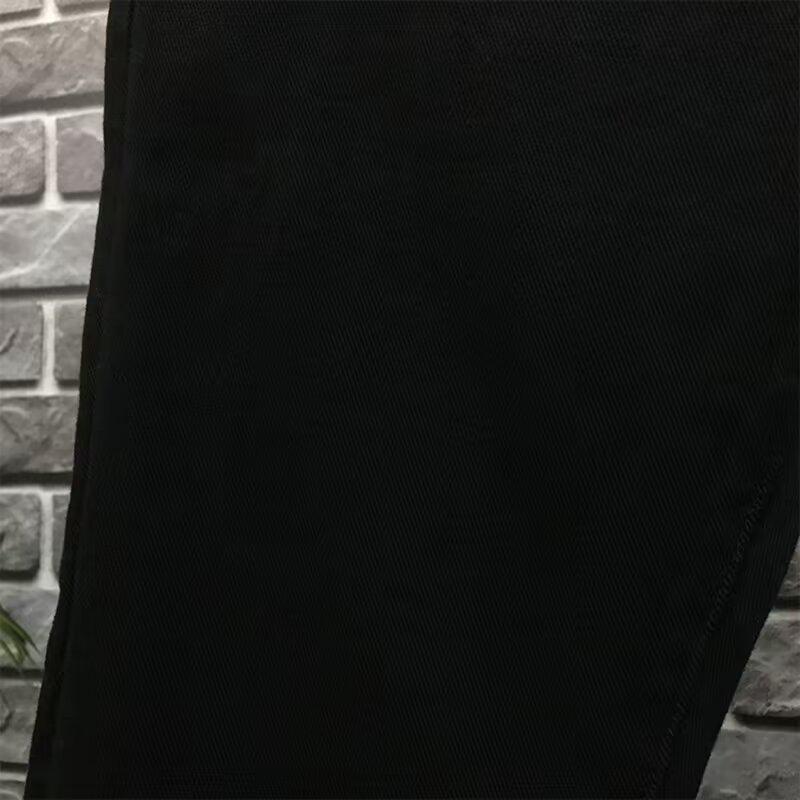 High-End 2024 Men's Designer Black Jeans: Slim-Fit, Printed, Versatile Trousers for Spring & Autumn.