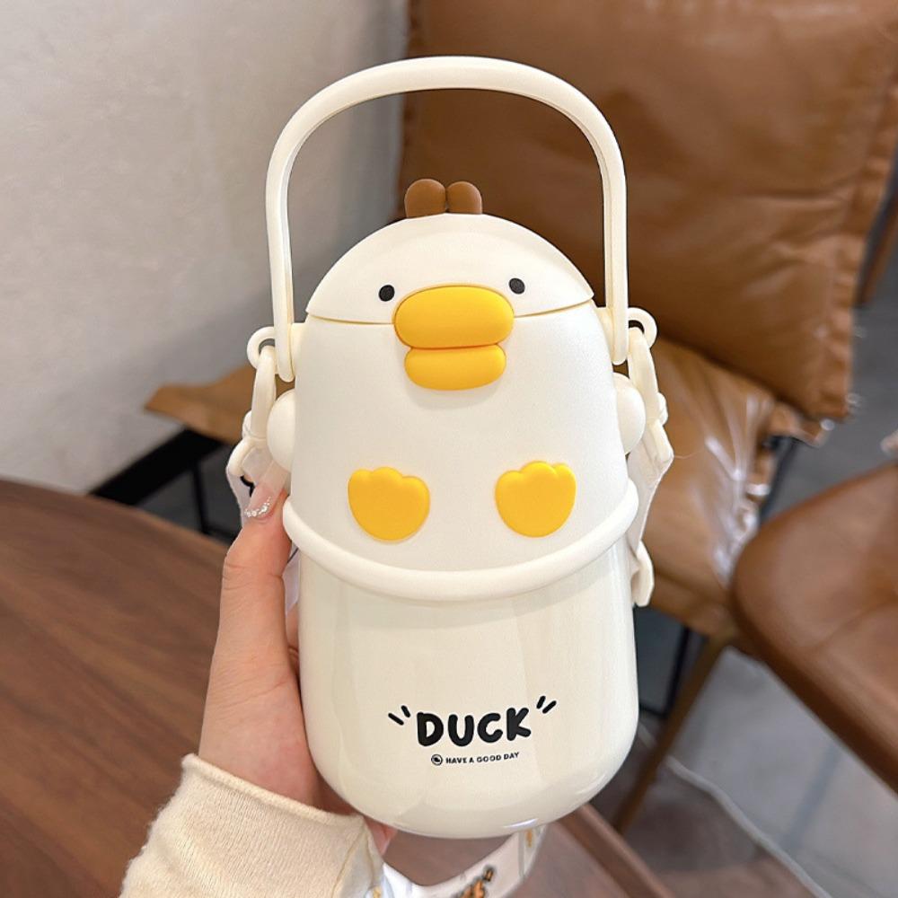 With Straw Vacuum Flask Stainless Steel Bouncing Vacuum Cup Cute Insulated Water Bottle Children