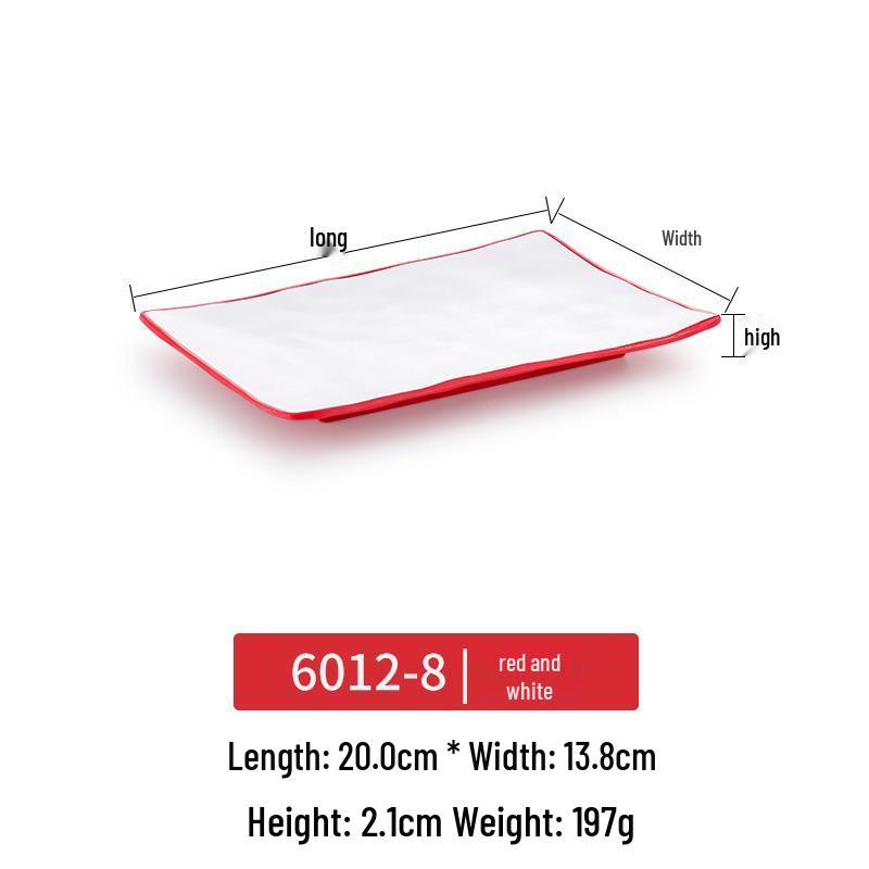 Melamine Rectangular Imitation Porcelain Plate for Hot Pot, Sushi, BBQ & Hotel Tableware.