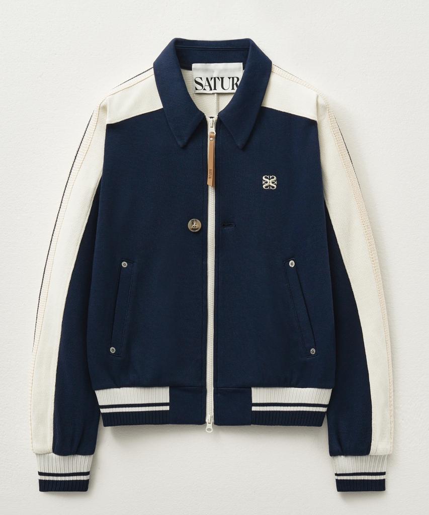 Satur Rawton Collar Track Zip-Up Jacket Classic Navy