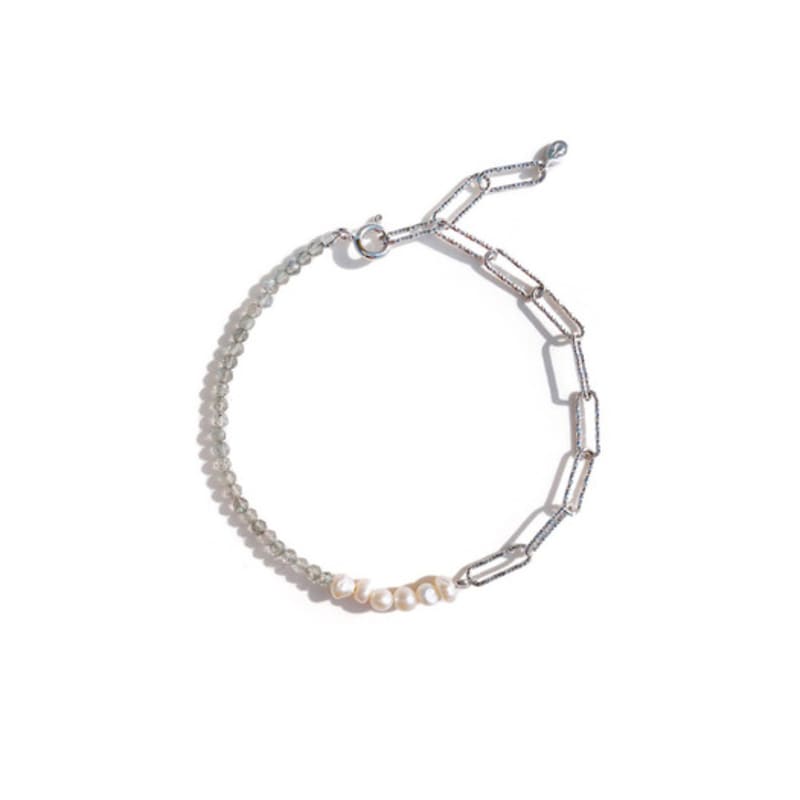 

ozel Silver925 Labradorite Fresh Water Pearl Bracelet PS113B White