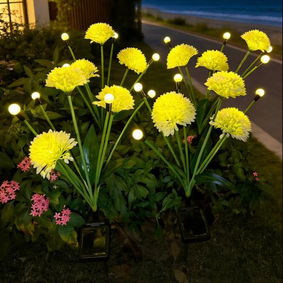 Solar Ground Stake Light Outdoor Flickering Firefly Flower Lamp Waterproof