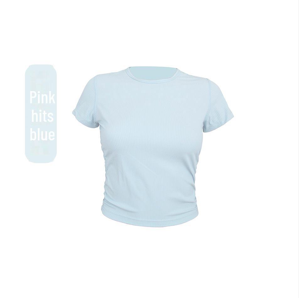 Lu Yoga Fitness Women's Slim Quick-Dry Short-Sleeve T-Shirt for Running