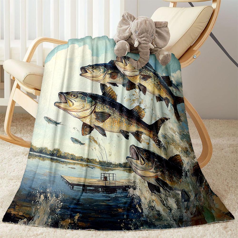 Fish Art Blanket Warmthful Decor Perfect for Office Chair Bed Sofa for All Occasions Modern Style Ideal Gift For Birthday Valentine'S Day