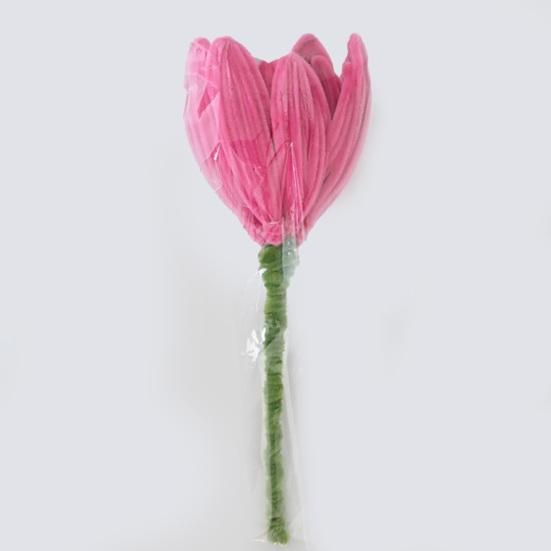 Fiori Artigianali con Scovolini Finiti Fiore di Loto Rosso Grande Artificiale Regalo per Donne Amante Anniversario Festa della Mamma Laurea Decorazione per la Casa