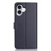 For iPhone 16 Plus Wallet Case with Strap/Multiple Card Slots Solid Color Leather Stand Phone Cover