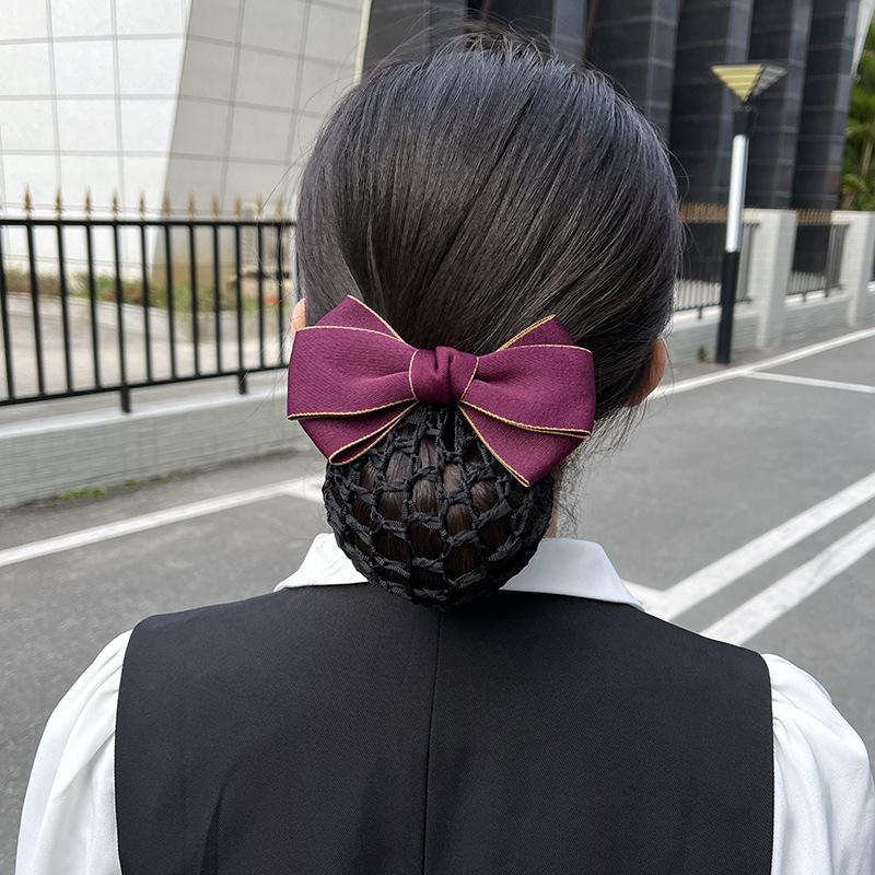 Head Flower Female Vocational Nurse Hairnet Bank Flight Attendant Special Disc Hair Net Pocket Bow Hairpin Tooling Headdress