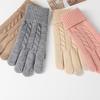 Gestrickte Handschuhe für Damen Herbst und Winter Warme und Kältebeständige Handschuhe Outdoor Einfarbige Wollhandschuhe Touchscreen-Handschuhe