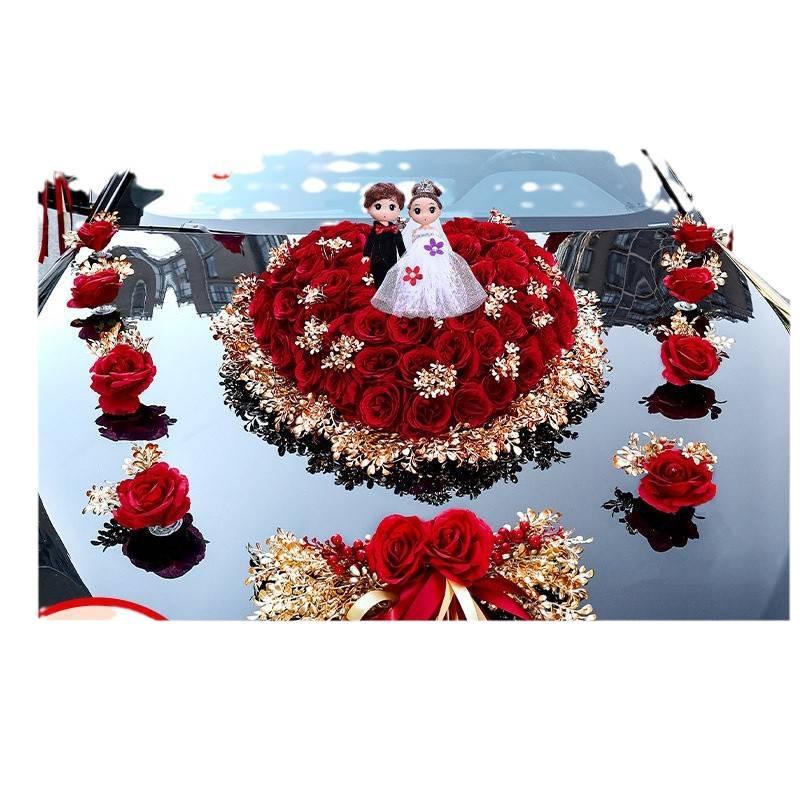 Wedding Car Decoration Set: Elegant Hood Flowers & Suction Cup Design