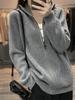 Women's Thick High Neck Zipper Cardigan - Loose Fit, Solid Color Long Sleeve Knit Sweater Coat