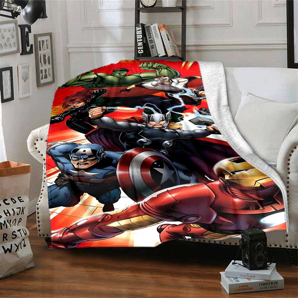 Superhero Team-Up Cozy Blanket Comfortable Ure Versatile for Sofa Couch Office Bed Picnics Ideal for All Seasons Digital Print Gifts For Family Y8