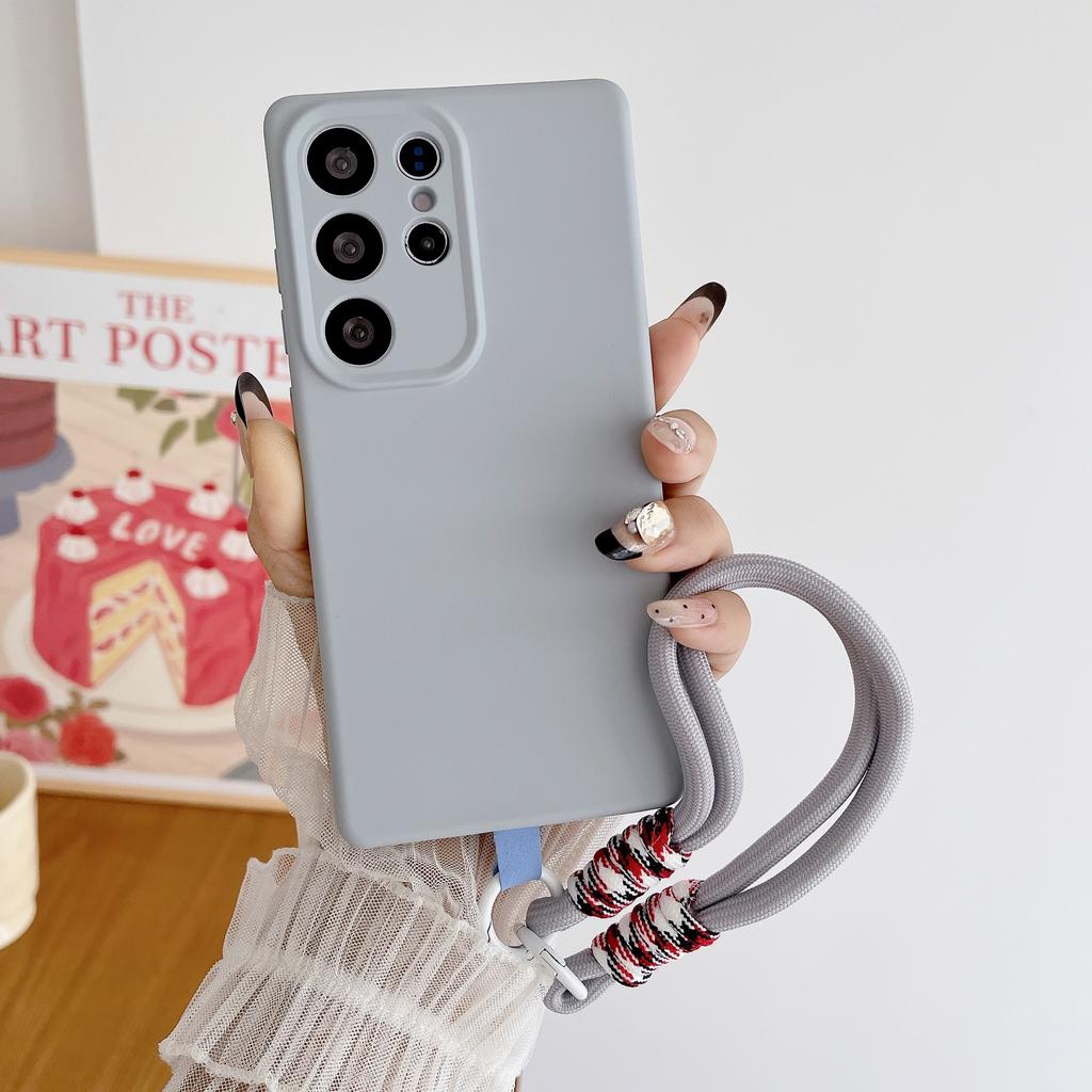 Suitable for Samsung S25 Ultra Mobile Phone Case Liquid Silicone S24Plus Hand Lanyard S23 New S22 Full Cover