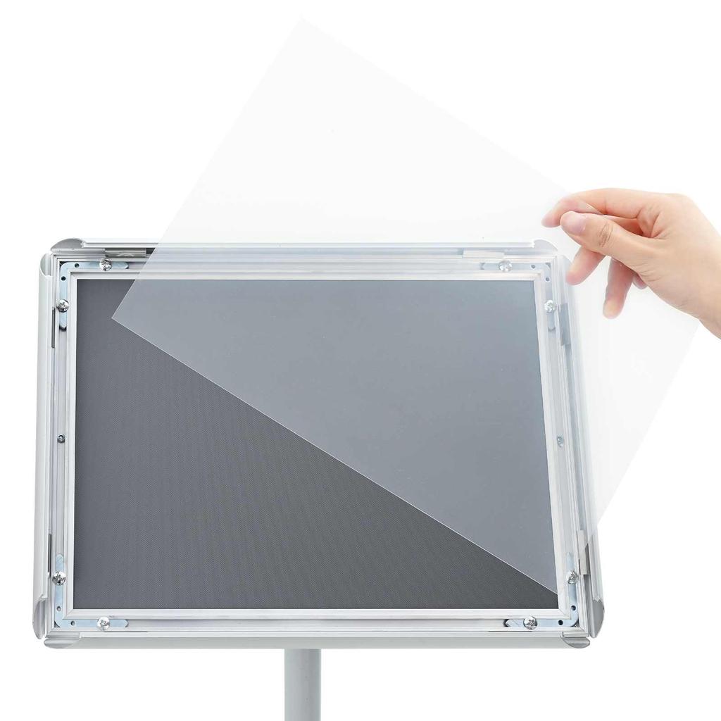 Podium Poster Stand Silver 33 X 33 X 123 Cm PVC and Steel