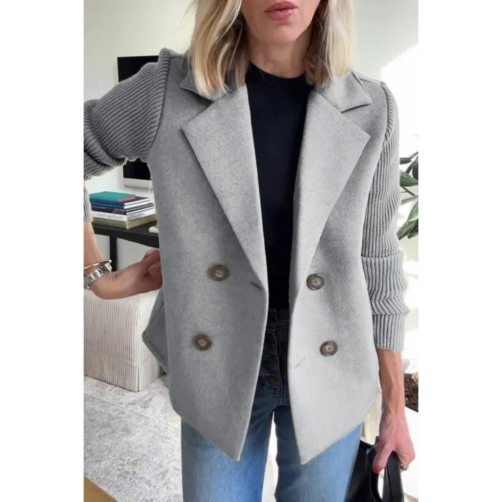 Spring Women's Suit Collar Casual Coat Woolen Coat