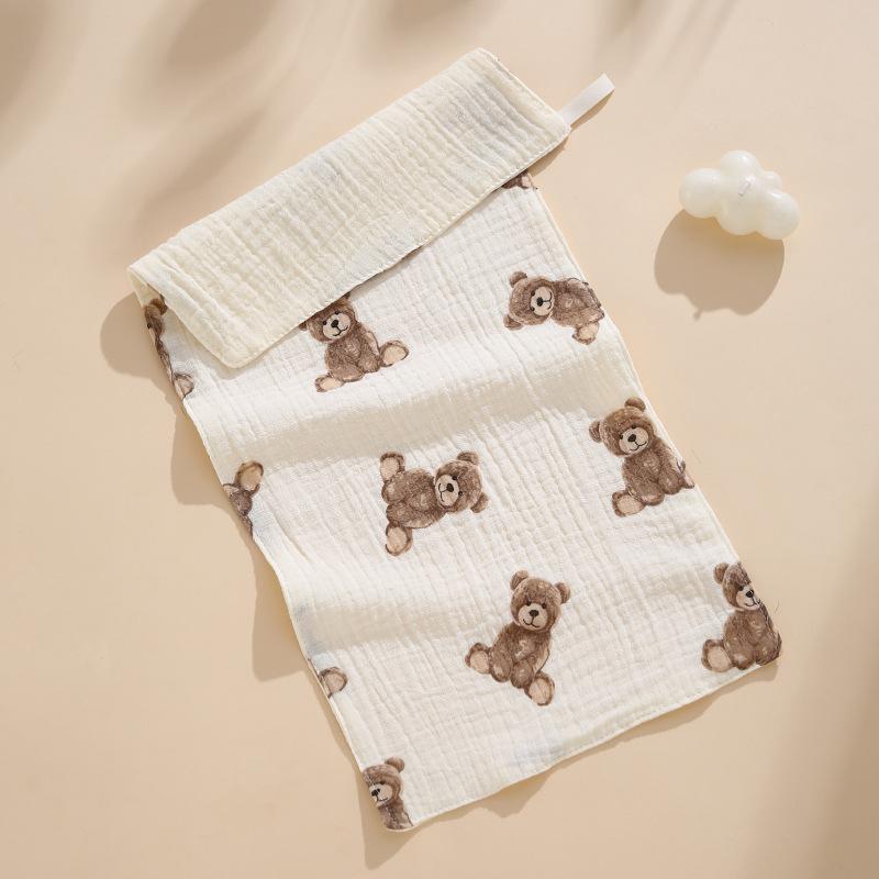 Children'S Towel Four-Layer Pure Cotton Gauze Saliva Towel Baby Face Towel Newborn Crepe Printed Soft Small Square Towel
