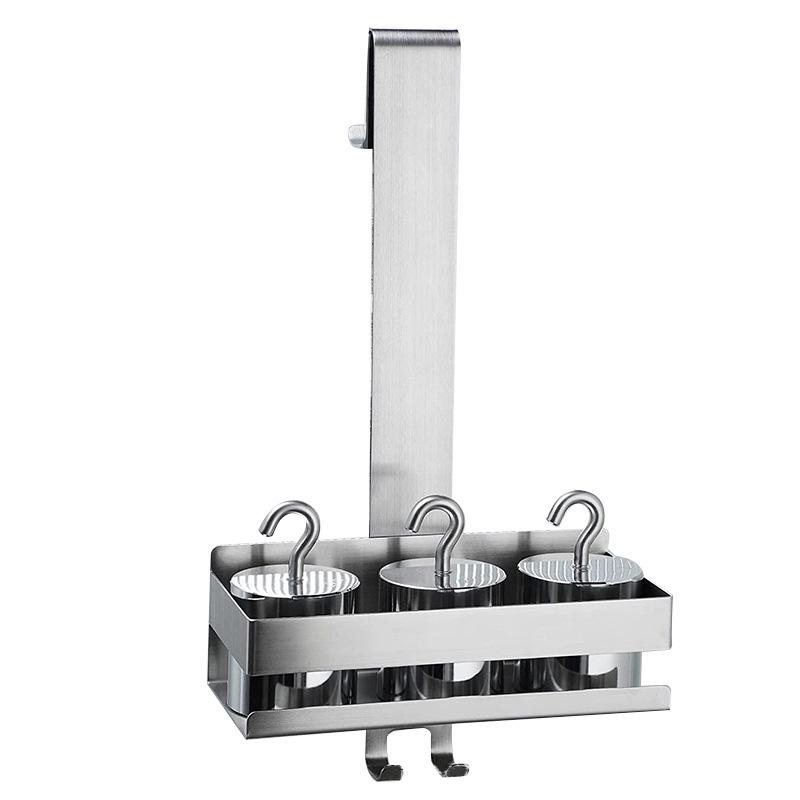 Bathroom Door Back Hanging Shelf Stainless Steel Over Glass Door Storage Rack Shampoo Holder Toiletries Storage Tray with Hook