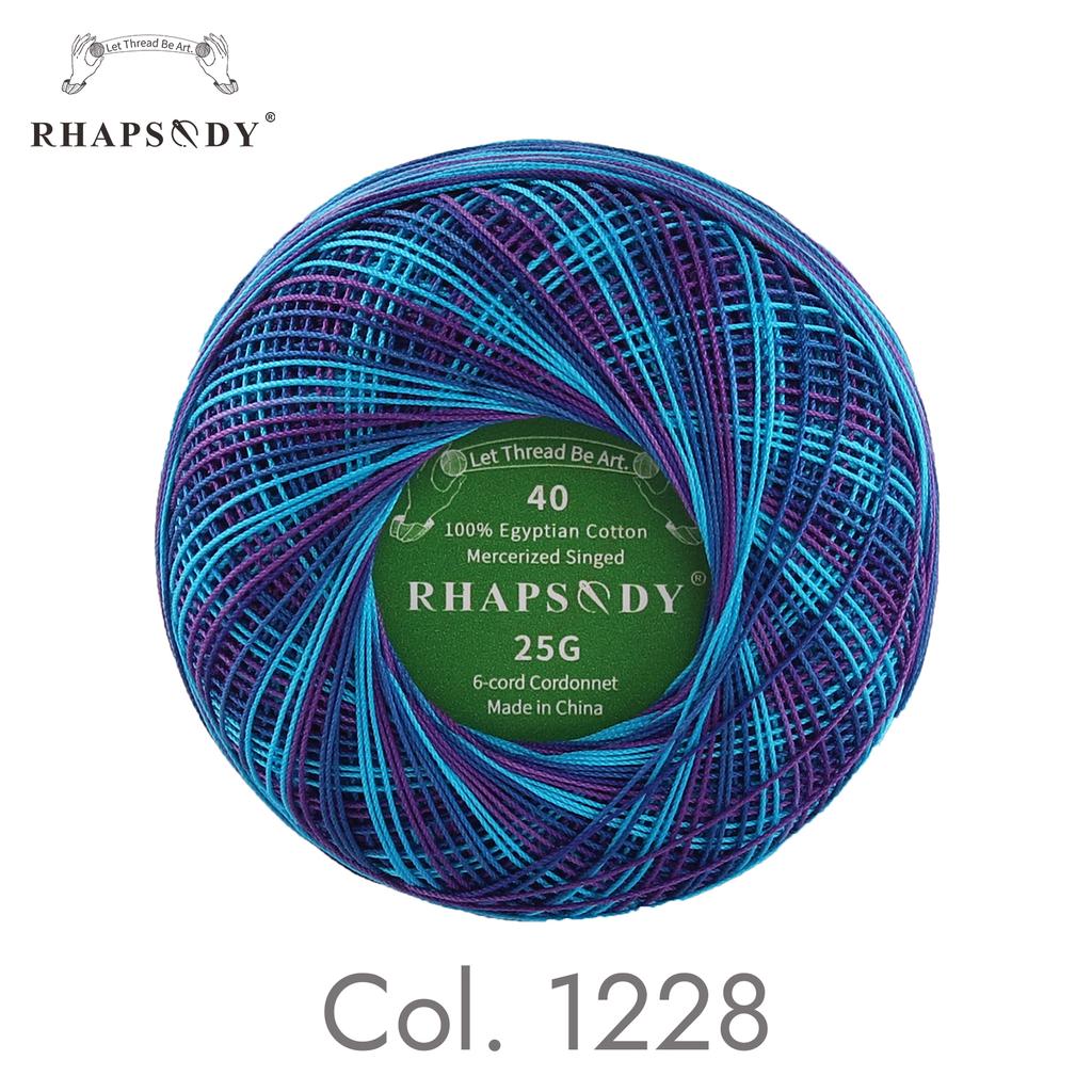 Rhapsody Premium Cotton Crochet Thread Size 40 for Tatting Needlepoint Knitting Bobbin Lace Quilting Sewing Mercerized