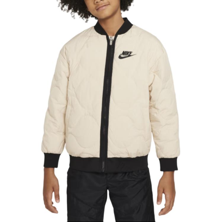 Nike Lefelé töltött dzseki Kényelmes Meleg Laza Stílusos Egyszínű Gyerek Dzsekik Fehér-Homok NY2342017GS-002