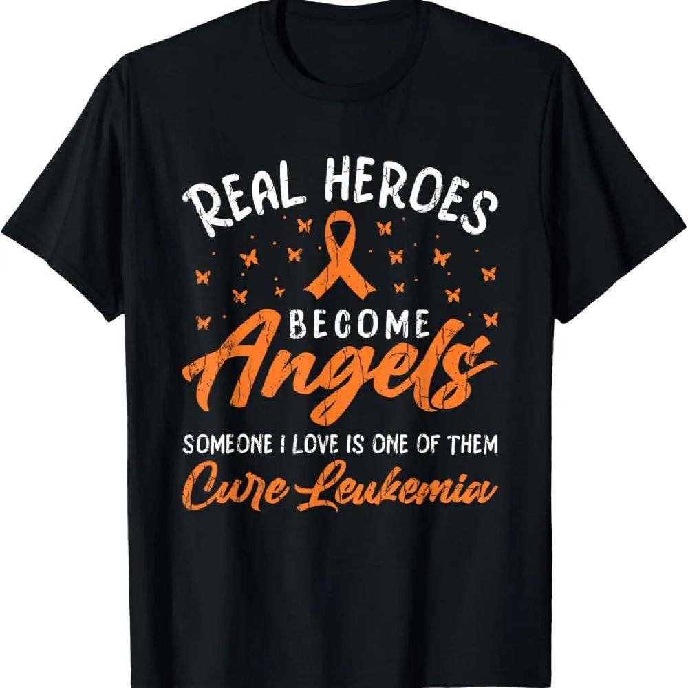 

Real Heroes Become Angels Happy Leukemia Awareness Graphic T-Shirt S