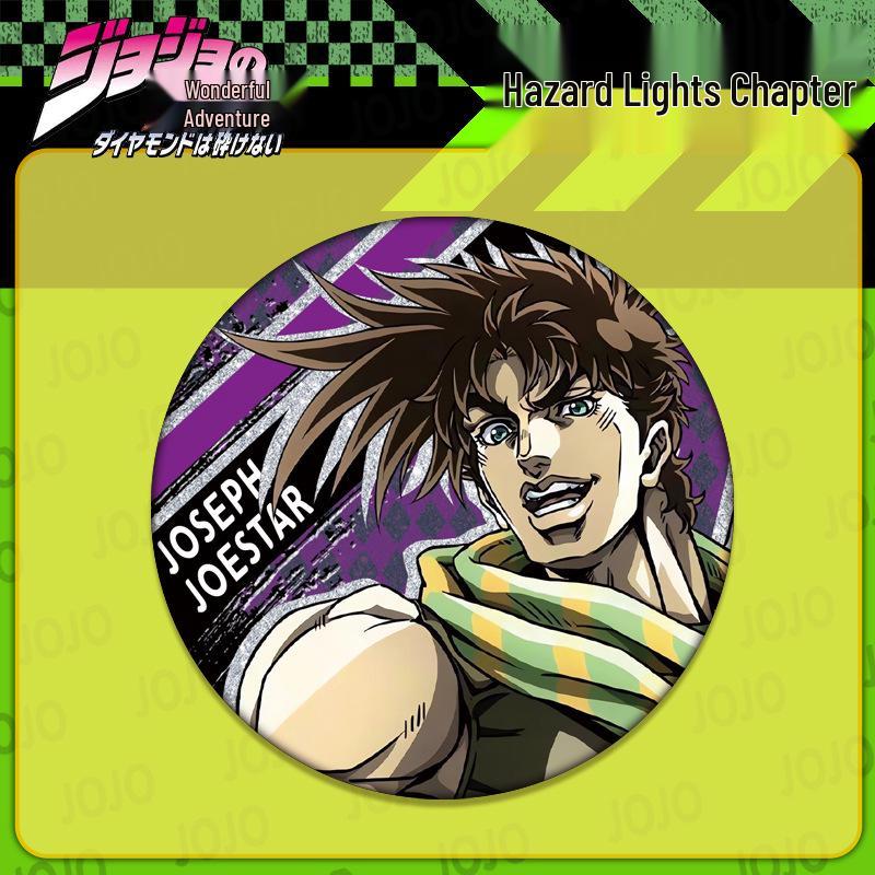 JOJO's Bizarre Adventure Double Flash Badge: HD Print, 75mm/58mm Diameter, Anime Button Pin