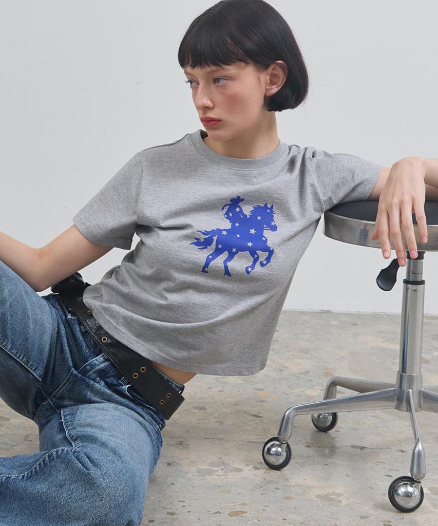 Eikyueikyuhauseukeulleob Star Horse T-Shirt [Melange Grey]