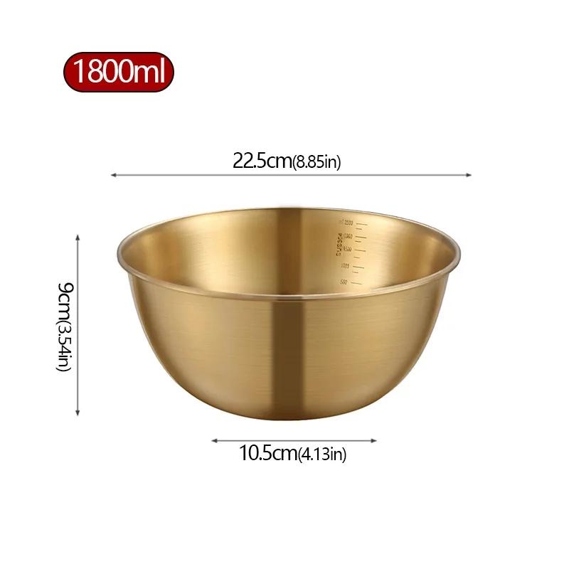 

Golden Silver Salad Bowls Large Capacity Stainless Steel Korean Soup Rice Noodle Ramen Bowl Tableware Food Container Utensils