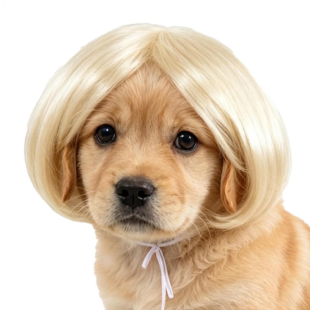 Pet Wig Dog Wig Funny Pet Wig Halloween Pet Accessories Curly Hair Straight Hair Cat Wig It Can Be DIY Trimmed Pet Supplies