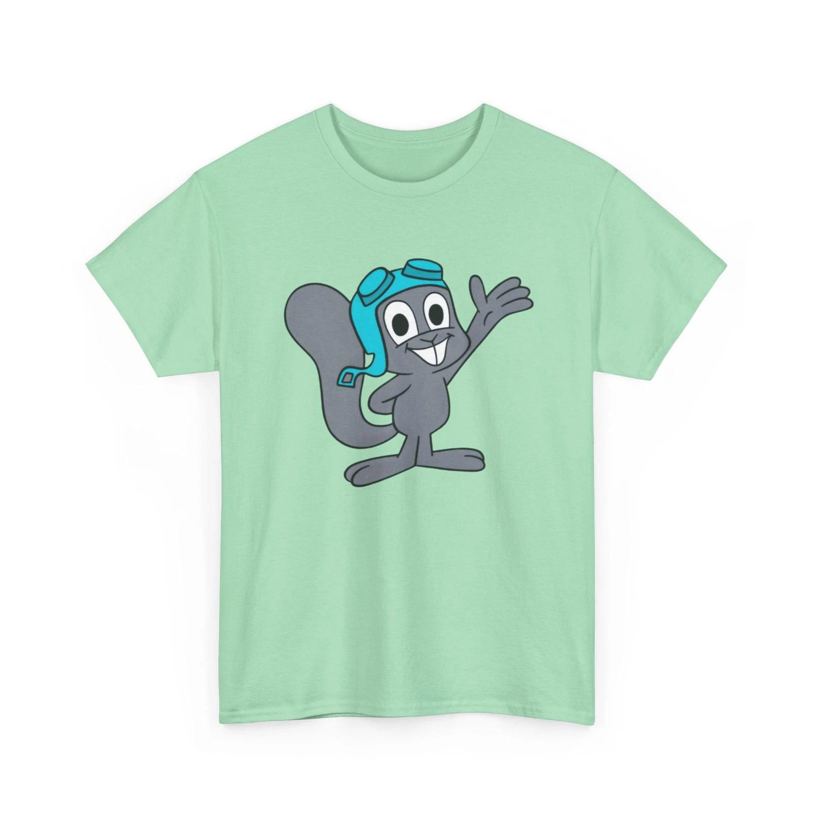 Rocky The Flying Squirrel Printed T shirt Bullwinkle Moose Cartoon Boris Natasha 4XL