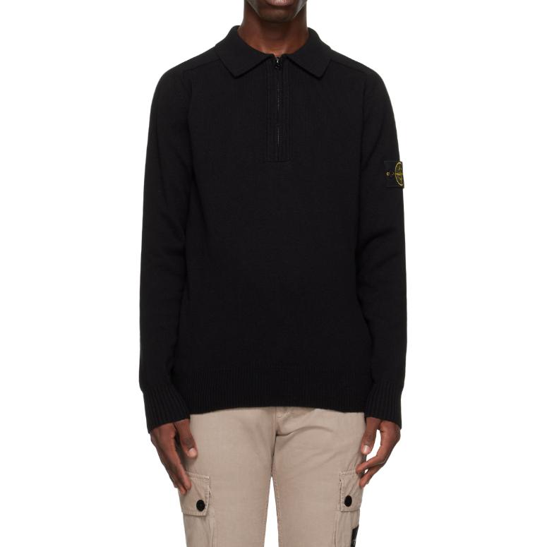 STONE ISLAND Ss23 Solid Color Long Sleeve Knit Sweater Unisex Sweater Black 7815529D3-V0029