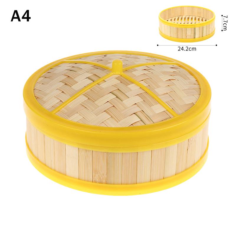 1Pc 5-6.5 Inch Cook Sticky Rice Chinese Food Making Handmade Steamer Basket With Lid Bamboo Kitchen Cookware Dumpling Steamer