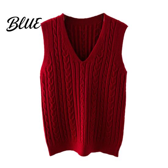 Solid Color V-neck Top Women Knitting Vest V-Neck Sleeveless Twist Texture Pullover Sweater Casual Daily Wear Layered Knit