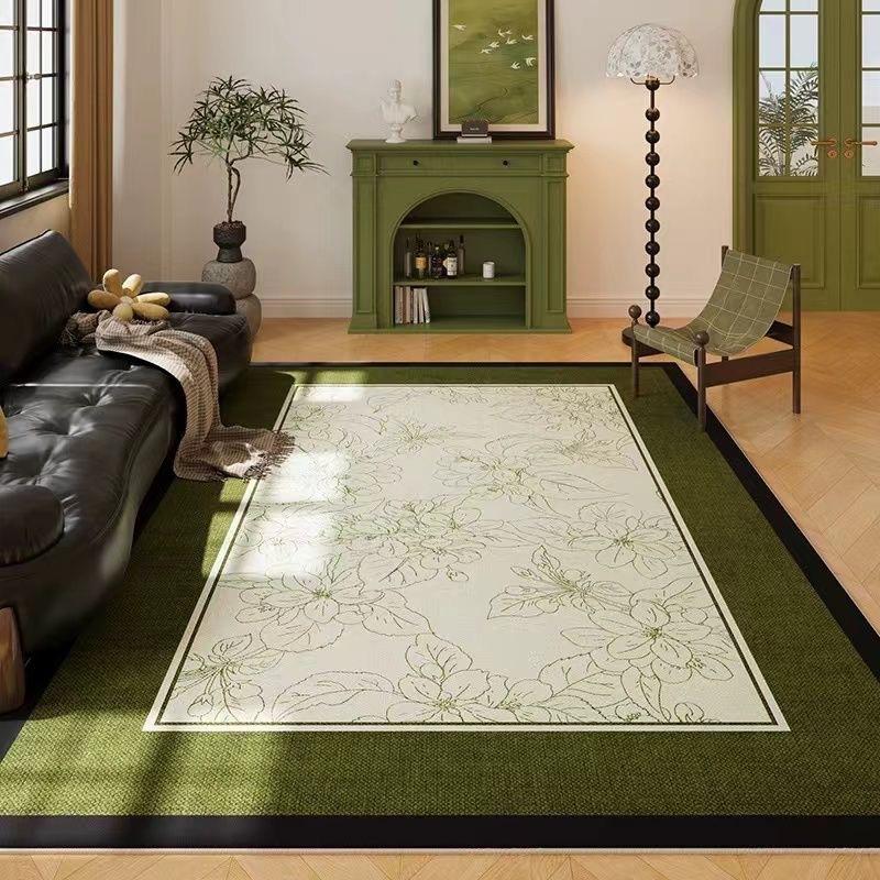 Grüner Klassischer Romantischer Geometrischer Teppich Kristall-Samt Bereichsteppich für Wohnzimmer Sofa Couchtisch Heimdeko