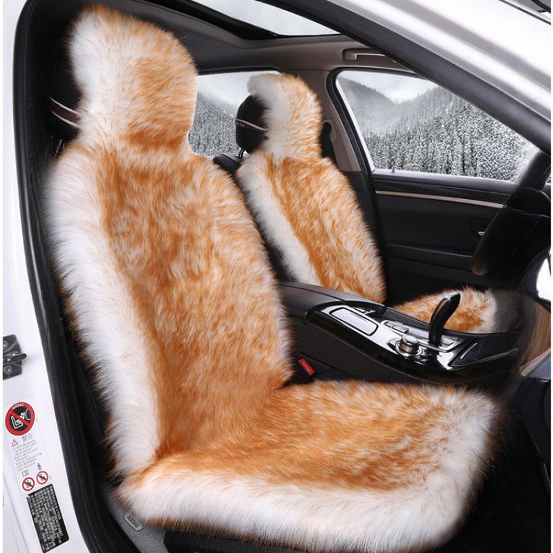 Seat Covers,Sleek Design Full Size Car Seat Pad Soft Long Wool Warm Seat Cushion Cover Winter Protector-Universal Fit for Cars Driver Seat Office