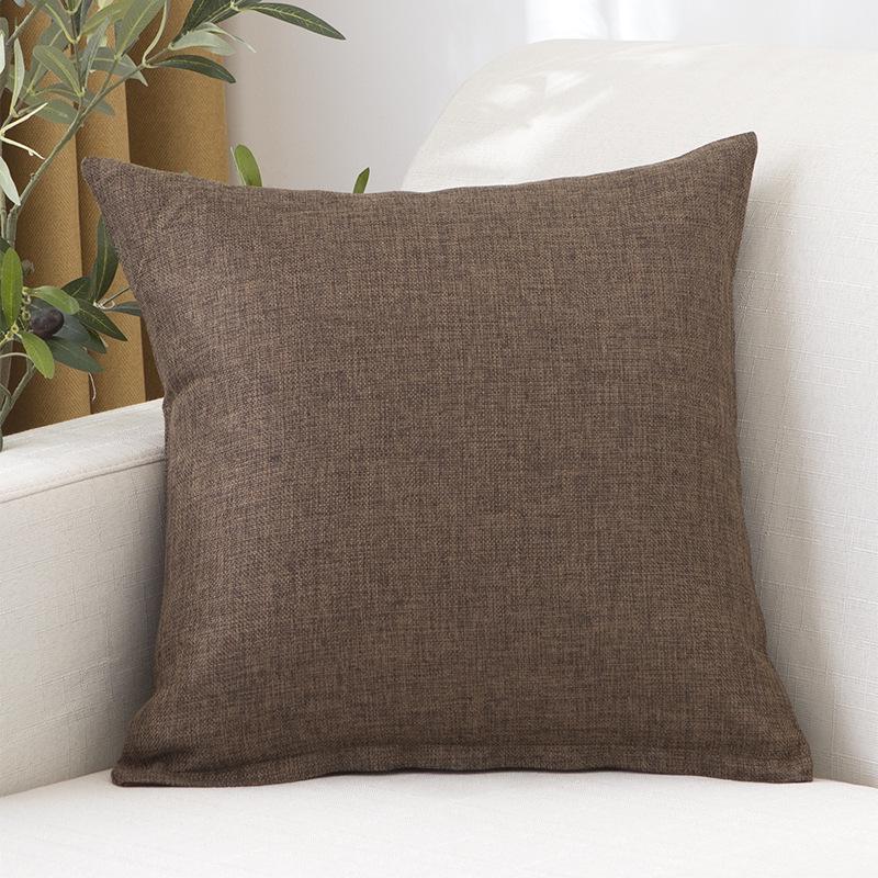 Solid Color Linen Throw Pillow Cover with Customizable Logo.
