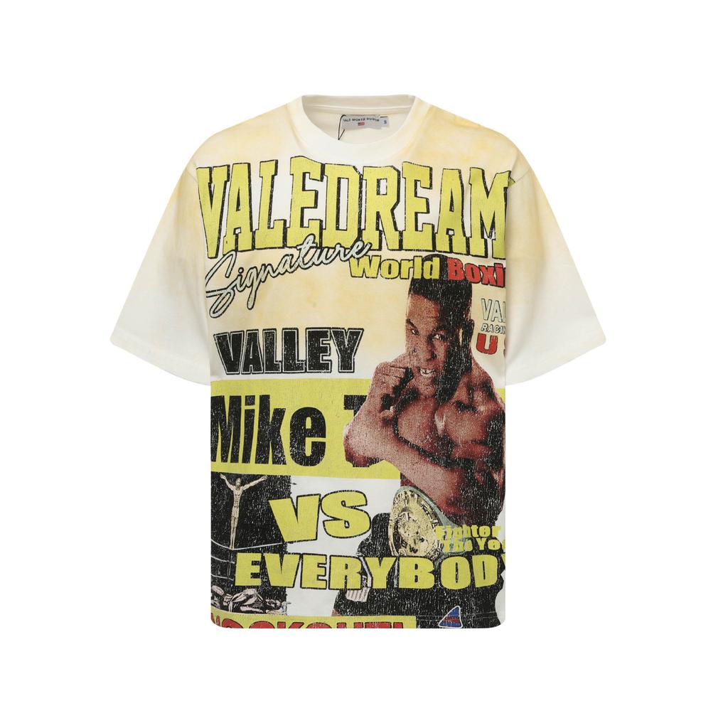 2025 Amerikanische trendige Marke Vall gewaschen alt bedrucktes kurzärmeliges Hip-Hop lockeres Streetwear-T-Shirt für Männer und Frauen