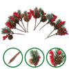 10 pz Bacche Finte Bacche di Natale Rami di Pino Rami Finti di Natale Rametti di Pino di Natale Ramo di Capodanno Per