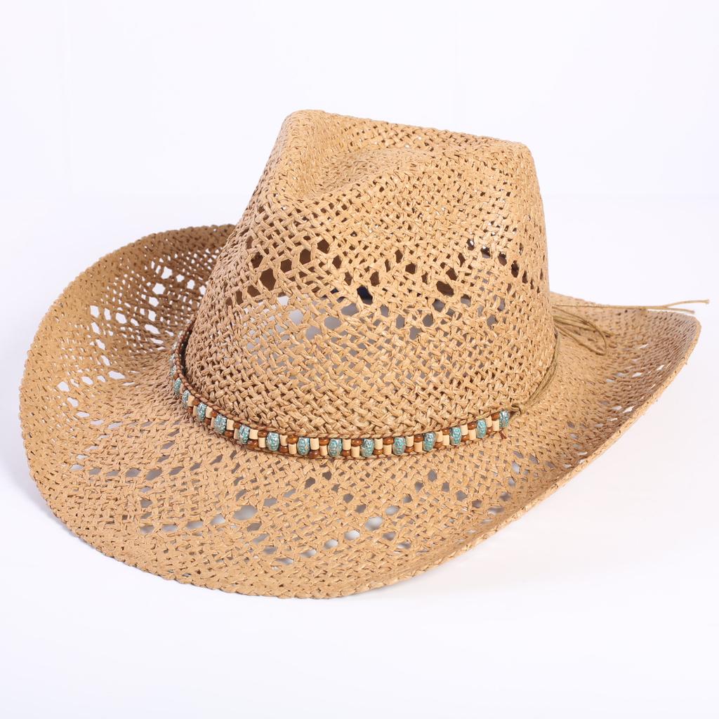 Beliebter europäischer und amerikanischer klassischer hohler westlicher Cowboyhut Herren- und Damen-Mode Urlaubs-atmungsaktiver Sonnenschutz-Strohhut