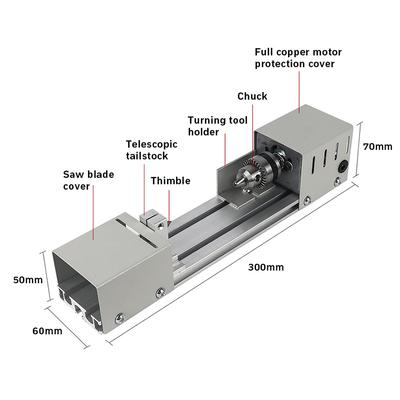 DC12-24V Mini Lathe Machine Tools Beads Machine Woodworking DIY Miniature Lathe with Power Carving Cutter Wood Lathe
