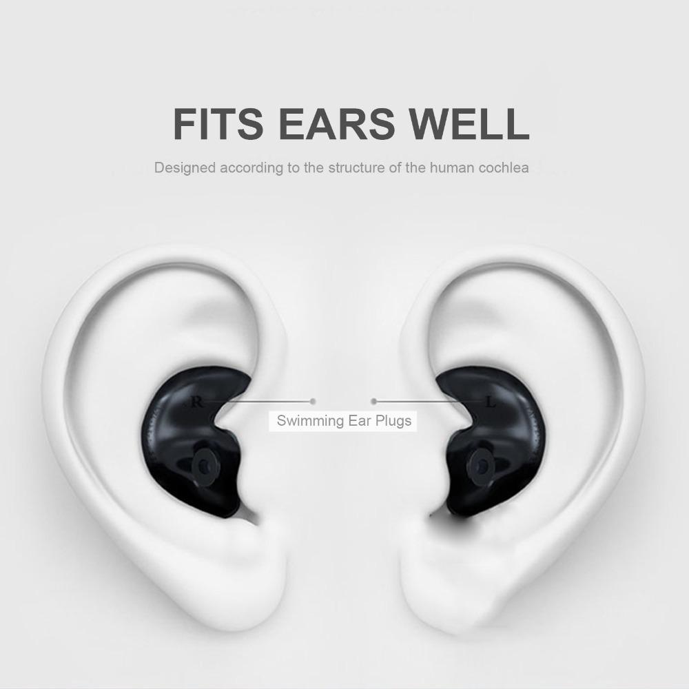1 Pair Height 25mm Swimming Ear Plugs Black Reusable Ear Plugs Waterproof Earplugs  For Bathing
