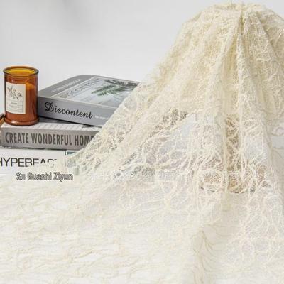 Trendy Mesh 3D Lace Floral Embroidery Fabric for Dresses and Hanfu